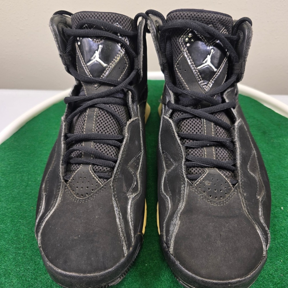 Jordan True Flight Basketball Shoes Mens 9.5 Black Chrome 342964-010 Nubuck